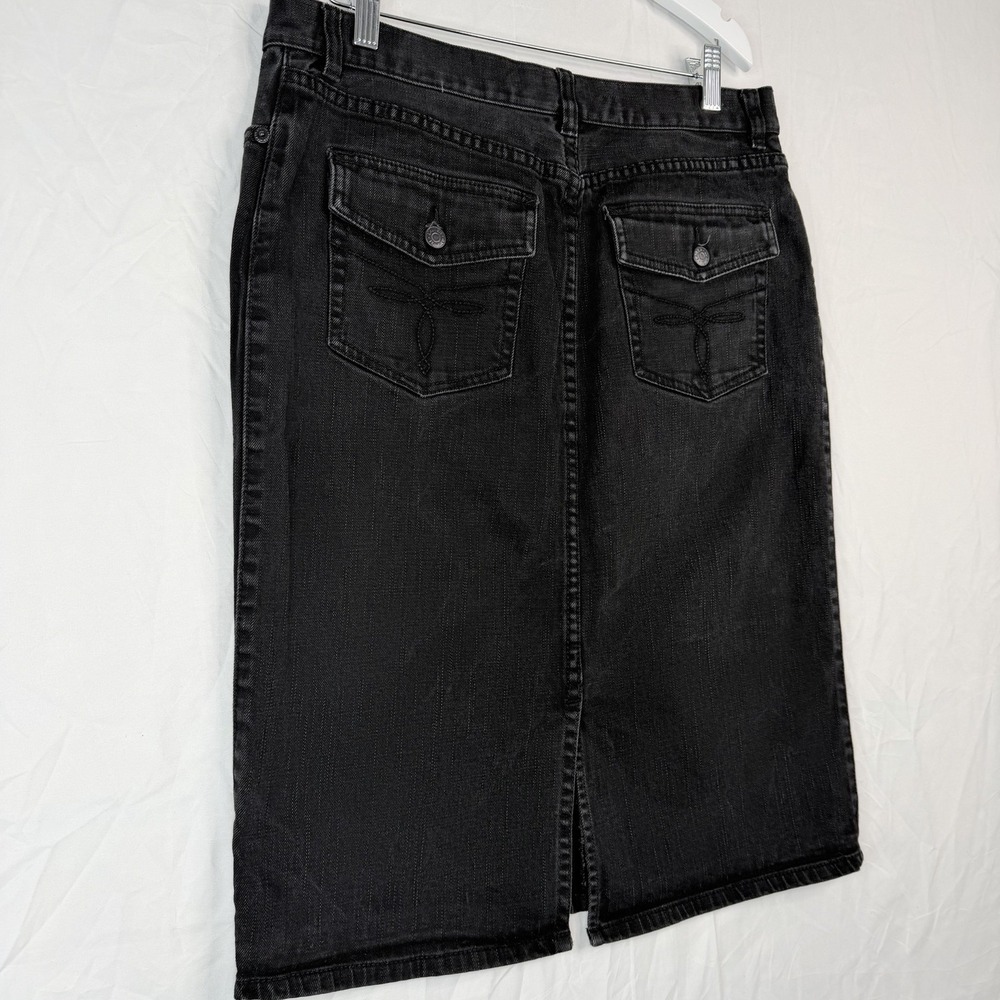 Lauren Jeans Co Ralph Lauren Denim Skirt Women's SZ-8 Black Stretch Cotton - Picture 8 of 15